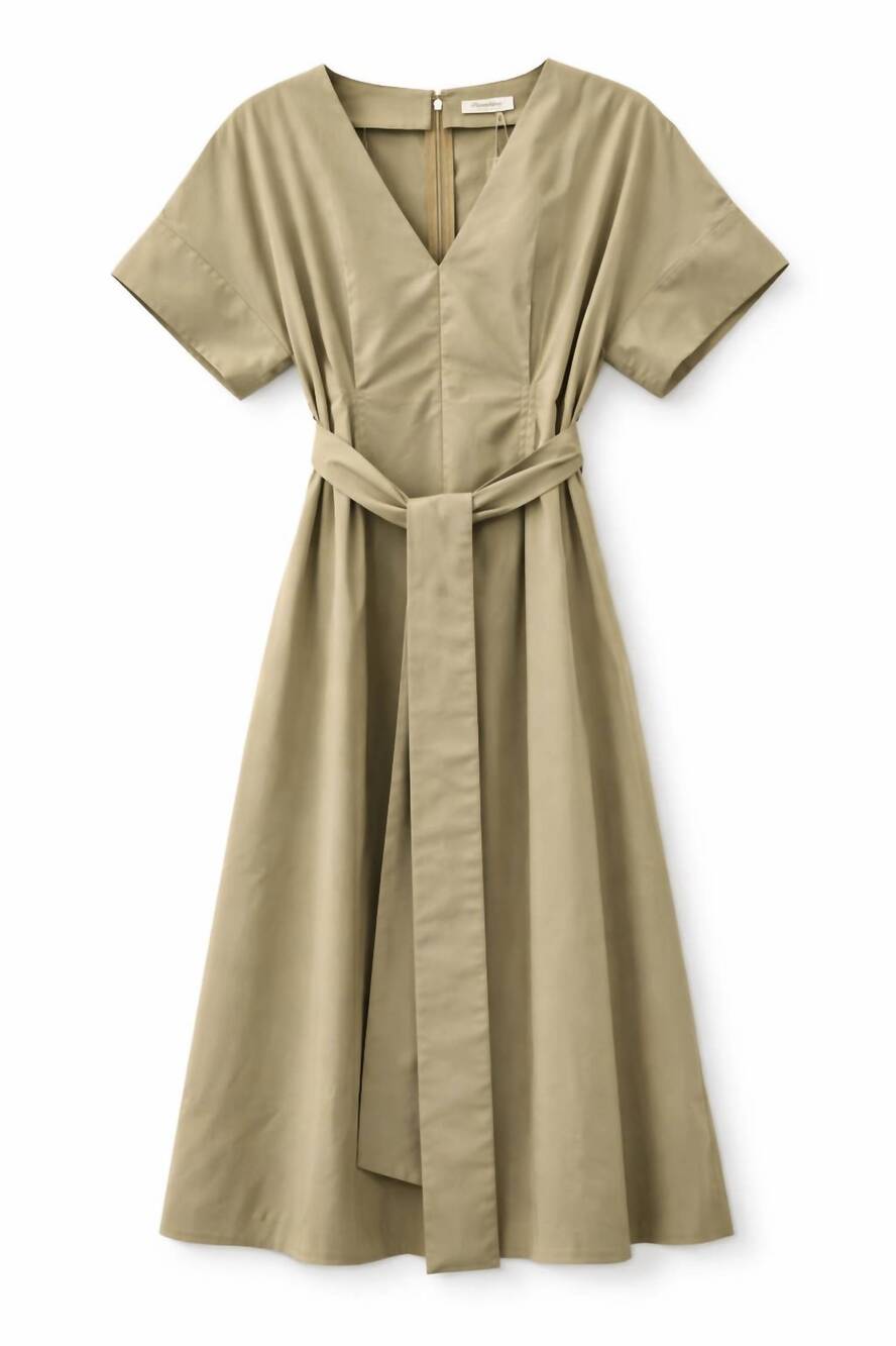 NEW PSOPHIA women's classic pleated dress in khaki